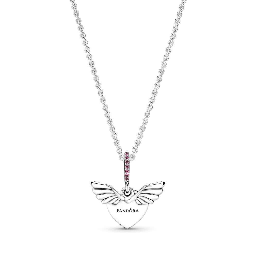 Pandora Pavé szív és angyalszárny ezüst nyaklánc és medál