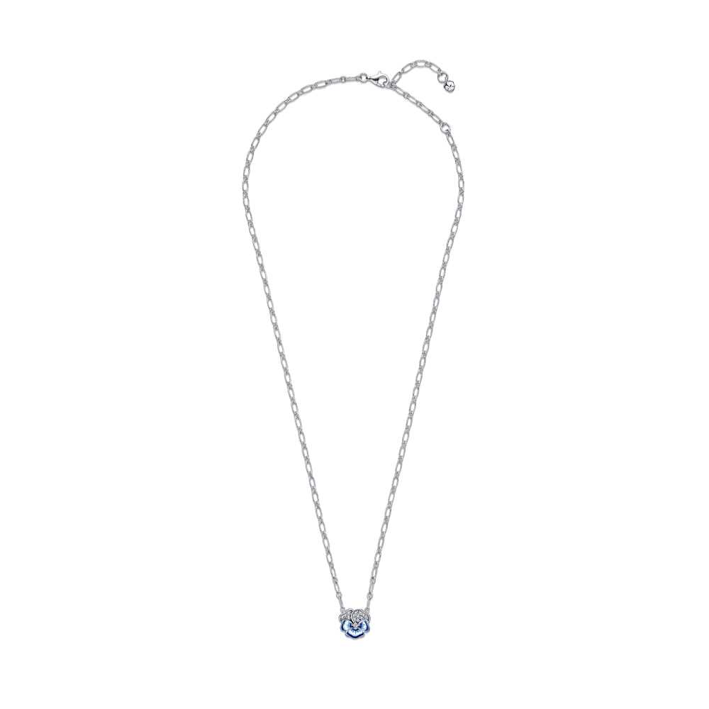 Pandora Kék árvácska ezüst nyaklánc és medál