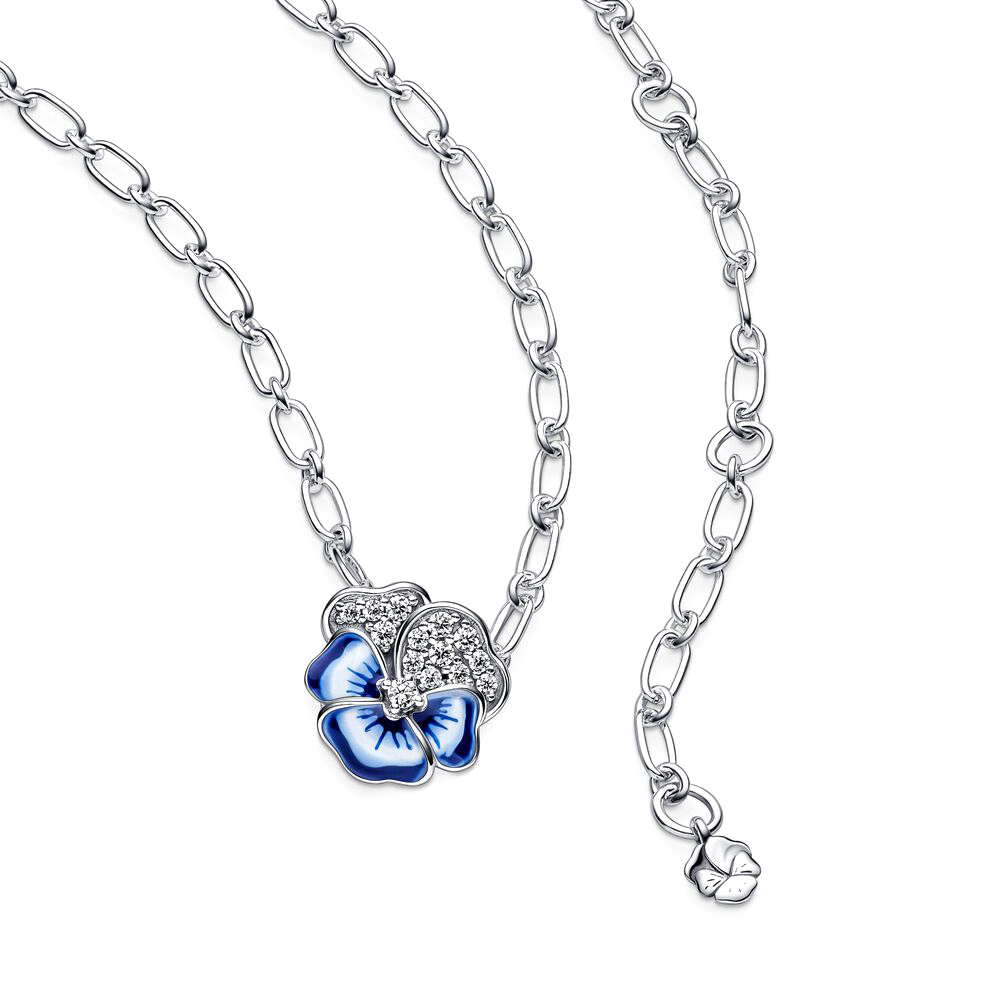 Pandora Kék árvácska ezüst nyaklánc és medál