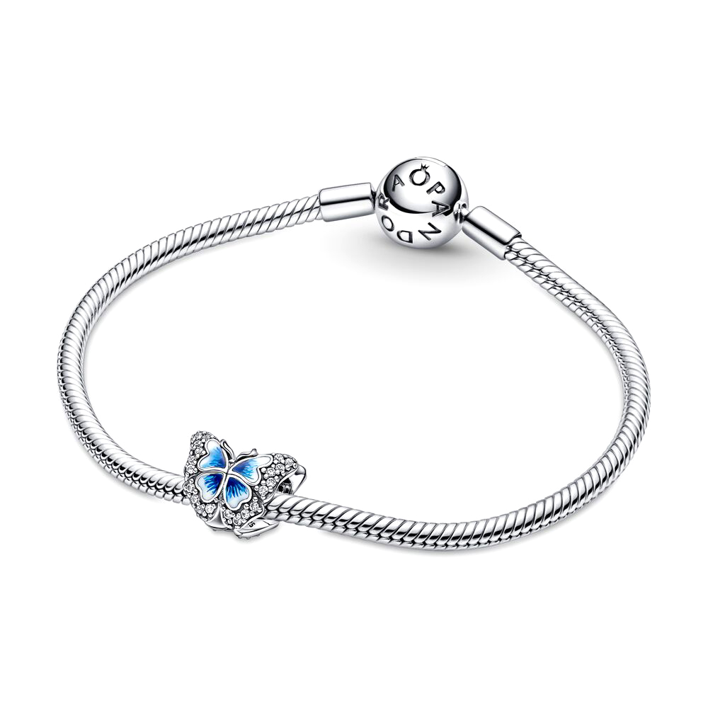 Pandora Moments Kék pillangó csillogó ezüst charm