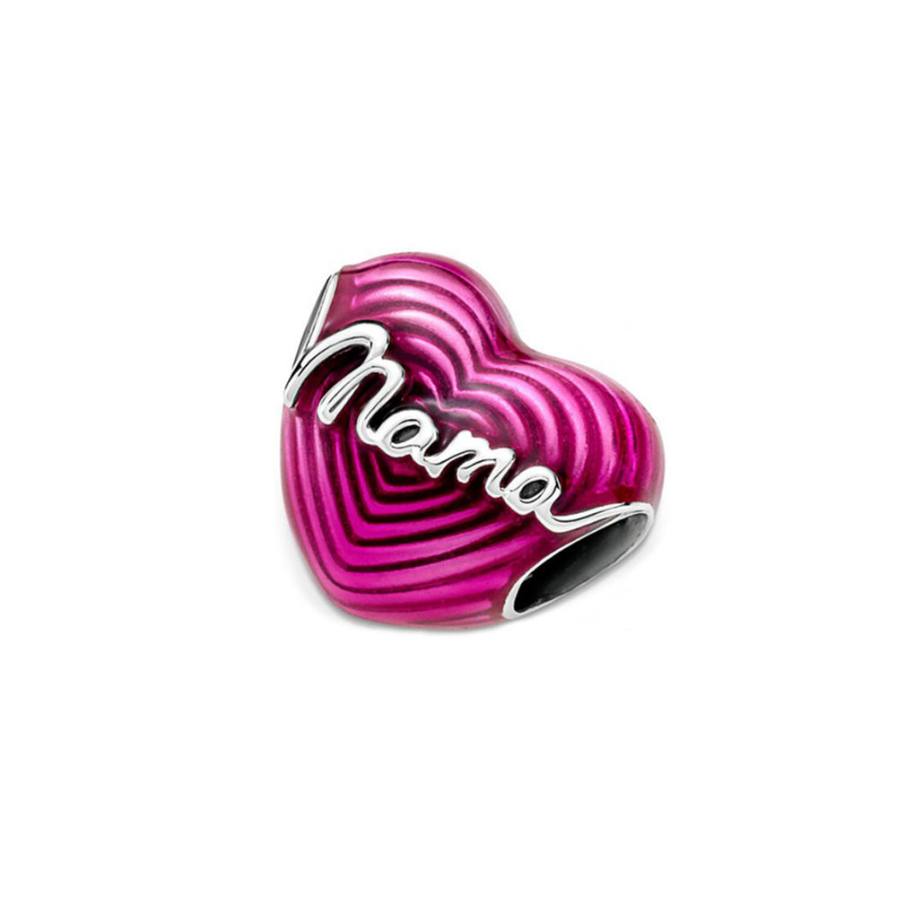 Pandora Moments Sugárzó szeretet „Mama” szív Ezüst Charm