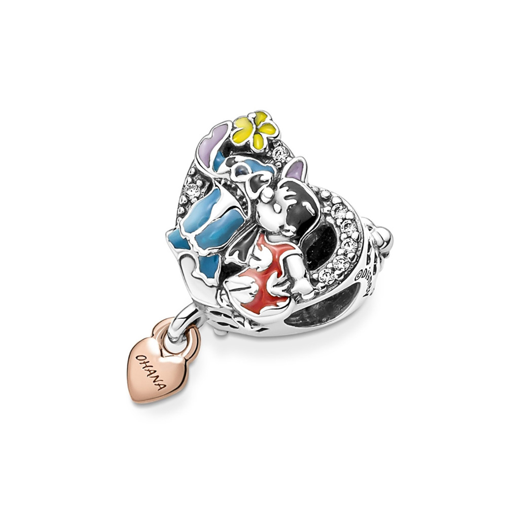 Pandora Moments Disney Ohana Lilo és Stitch ihlette ezüst és rosé charm