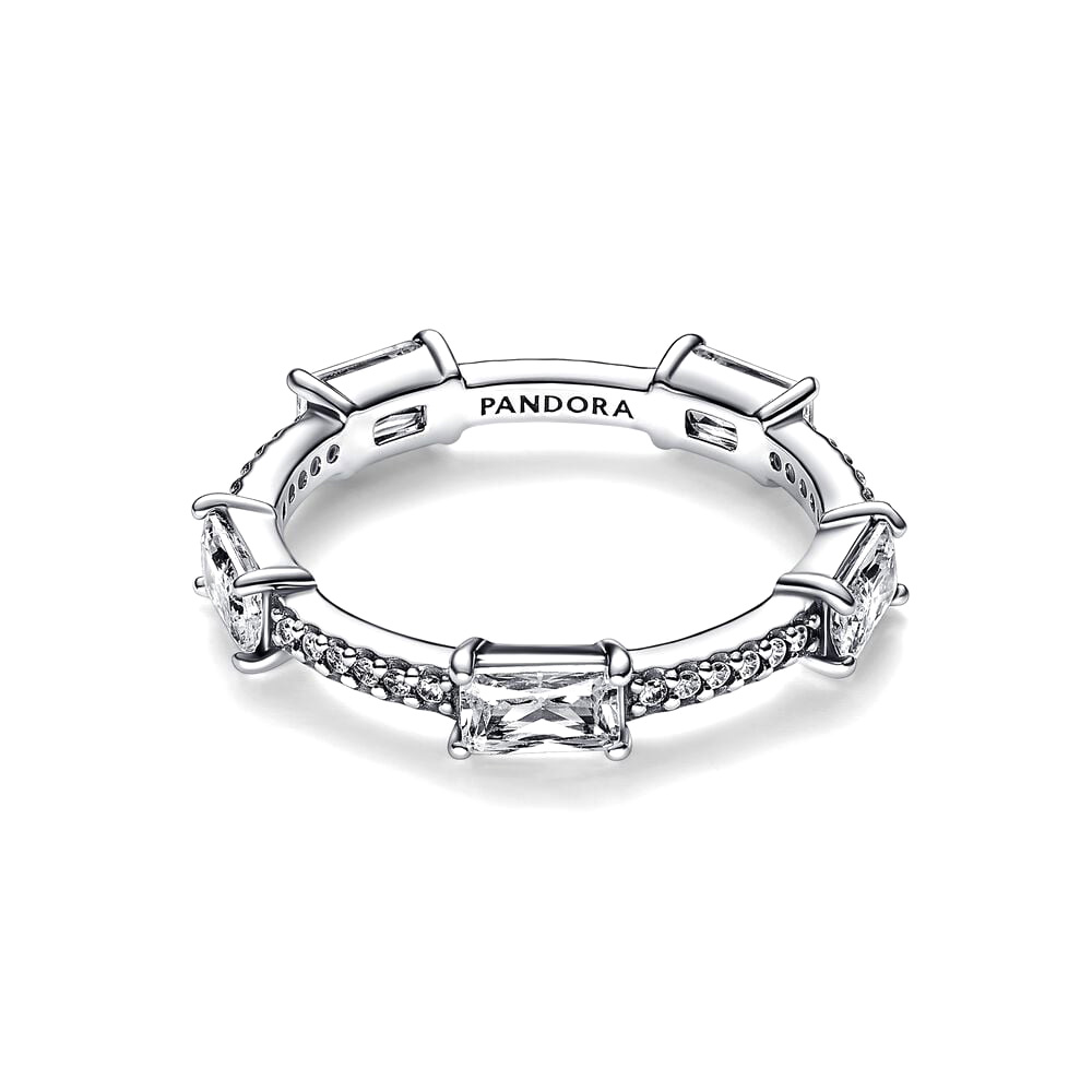 Pandora Négyszögletes lemezek szikrázó pavé Ezüst Gyűrű