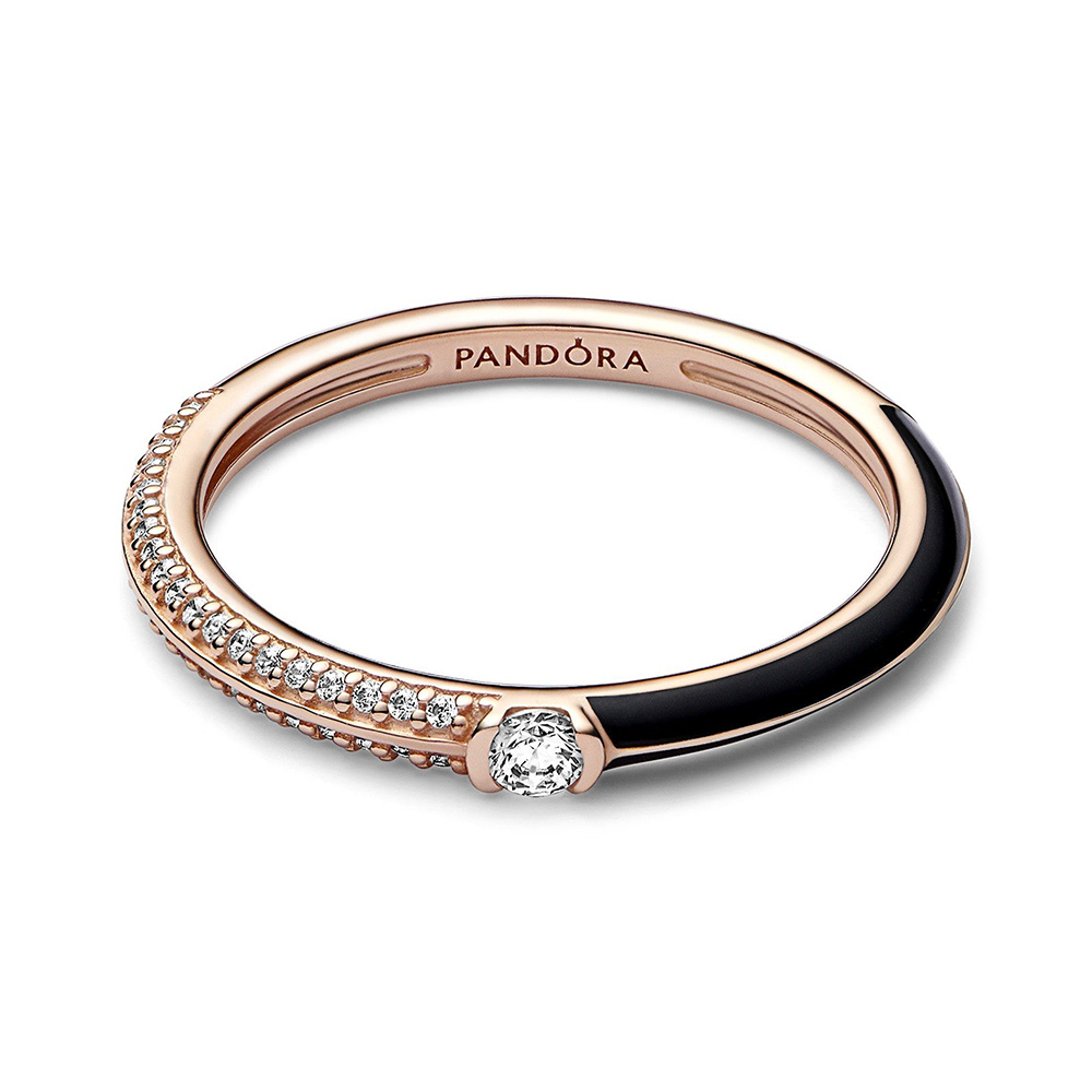 Pandora ME pavé és fekete dupla Rozé arany Gyűrű