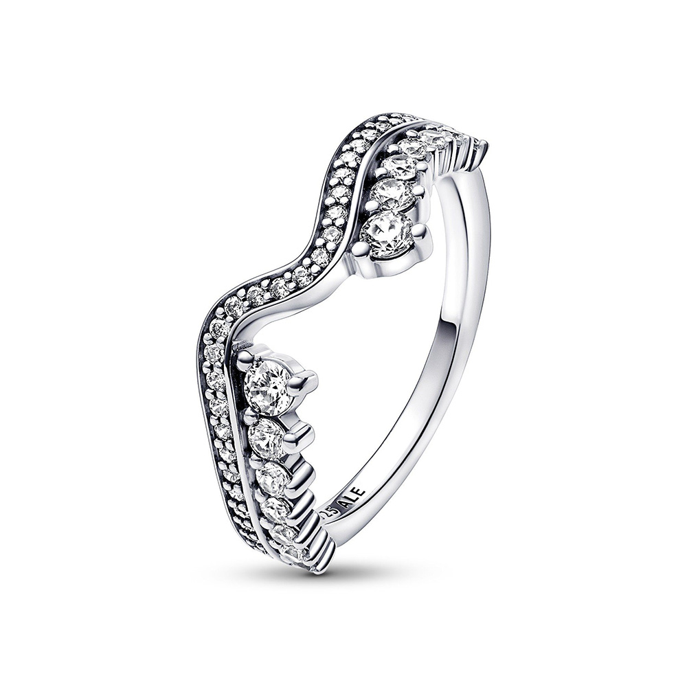Pandora Szikrázó aszimmetrikus hullám Ezüst Gyűrű