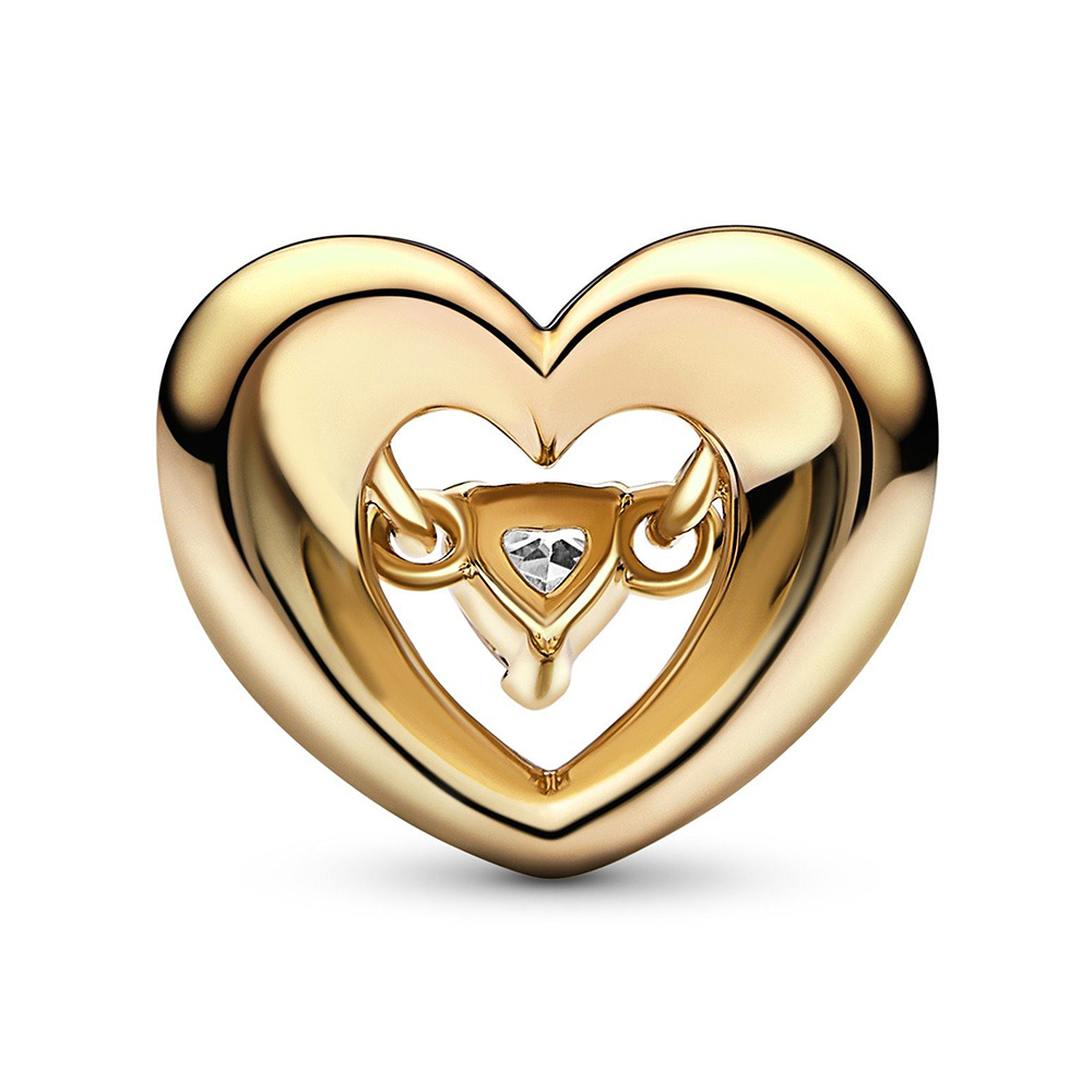 Pandora Moments Sugárzó szív és lebegő kő Sárga arany Charm
