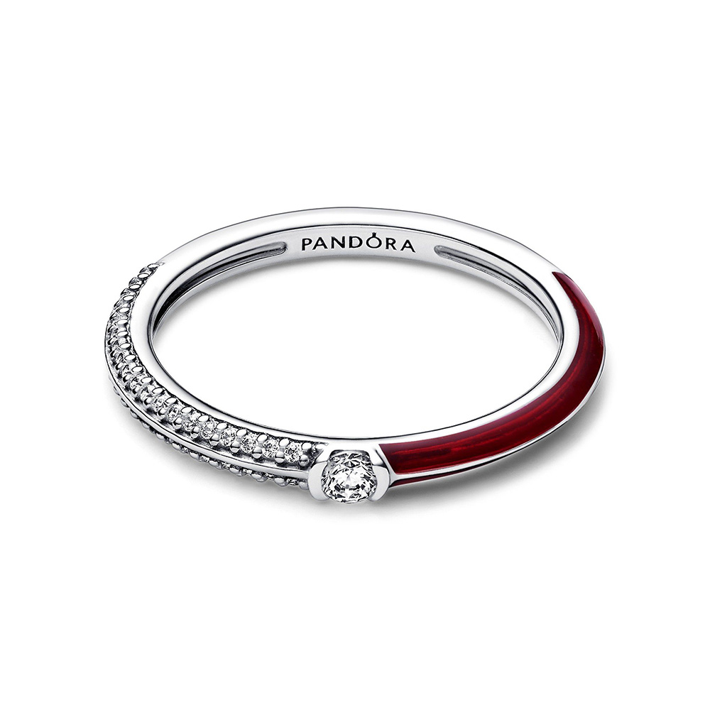Pandora ME pavé és piros dupla Ezüst Gyűrű