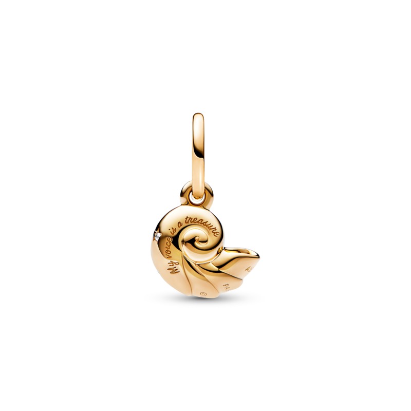 Pandora Moments Disney A kis hableány elvarázsolt kagyló függő sárga arany Charm
