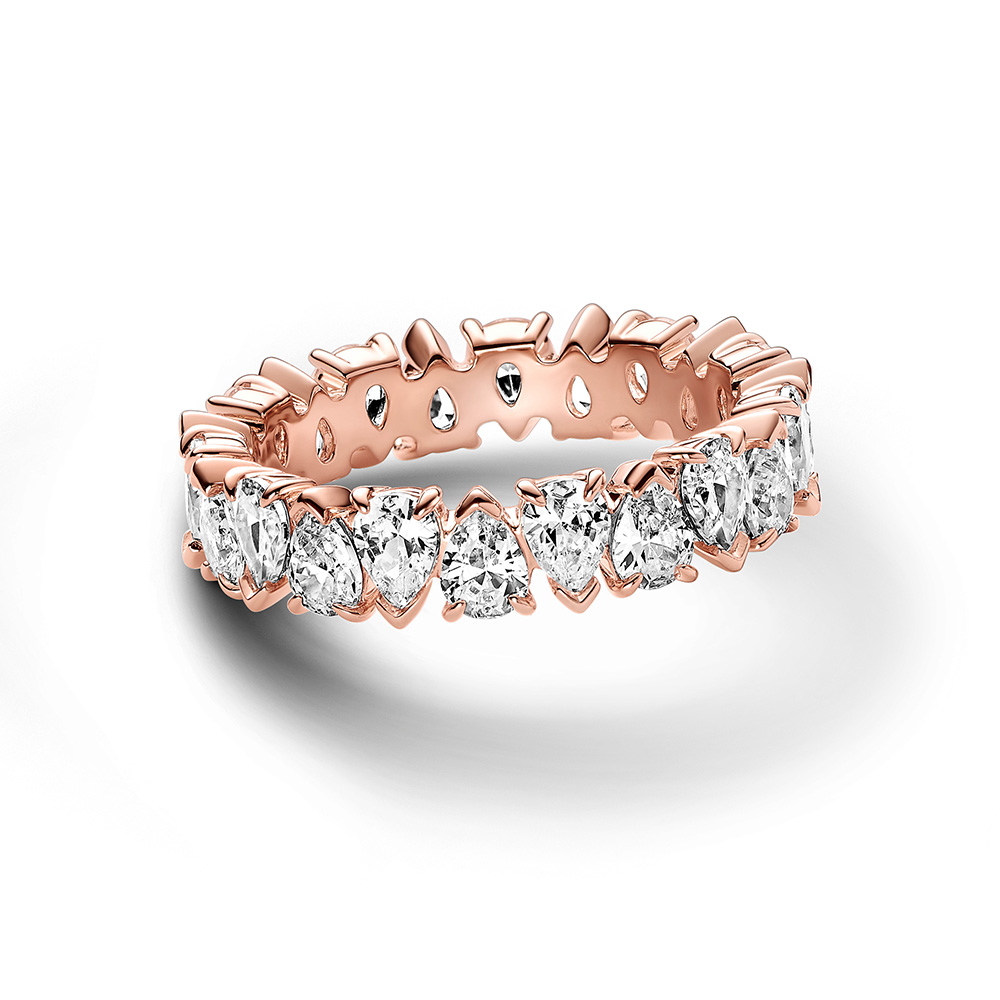 Pandora Váltakozó szikrázó rozé arany színű karikagyűrű