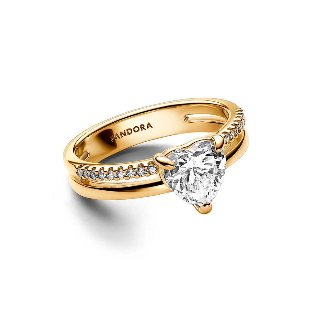 Pandora Szív dupla sárga arany színű gyűrű