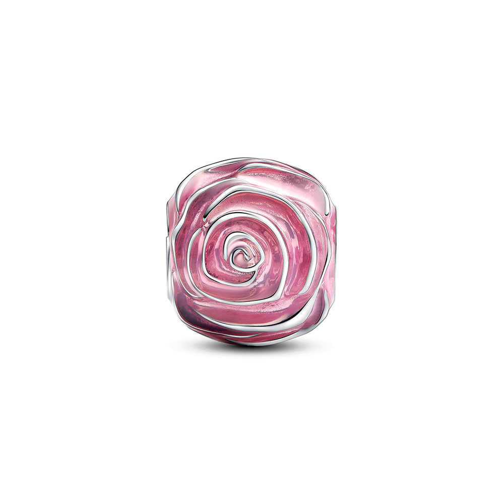 Pandora Moments Rózsaszín virágzó rózsa Ezüst színű Charm