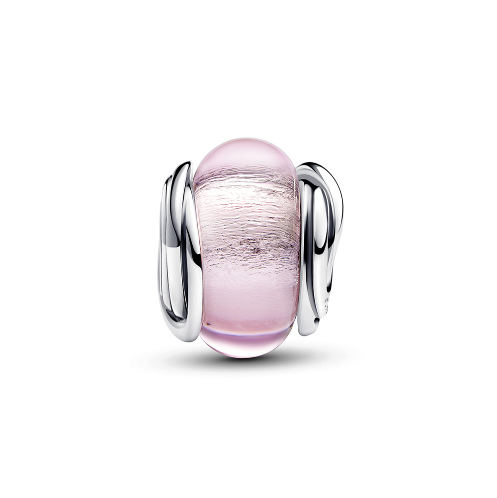 Pandora Moments Körülölelt rózsaszín muranói üveg ezüst charm