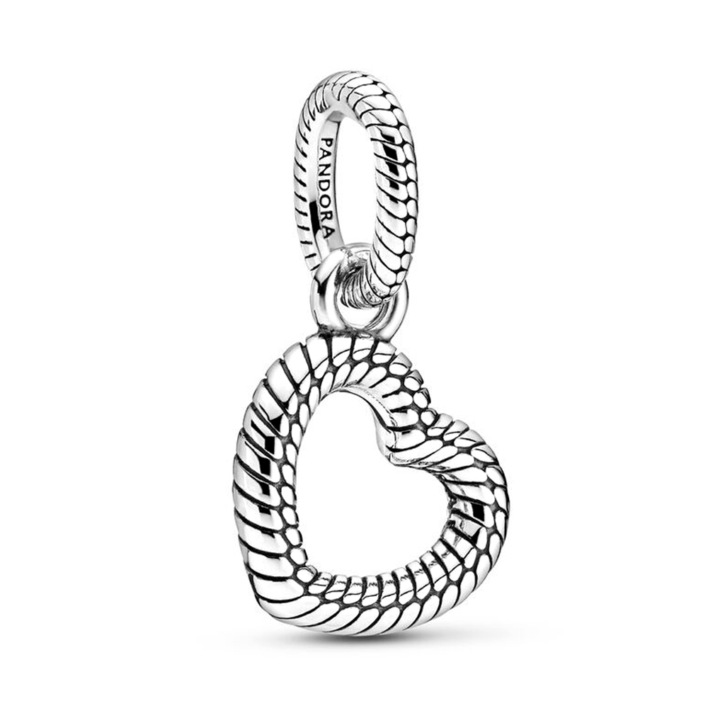 Pandora Kígyólánc mintás nyitott szív ezüst medál