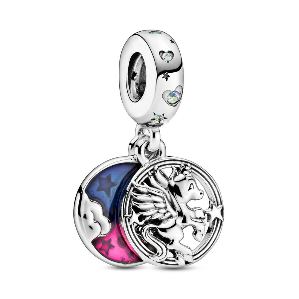 Pandora Moments Varázslatos unikornis dupla ezüst függő charm