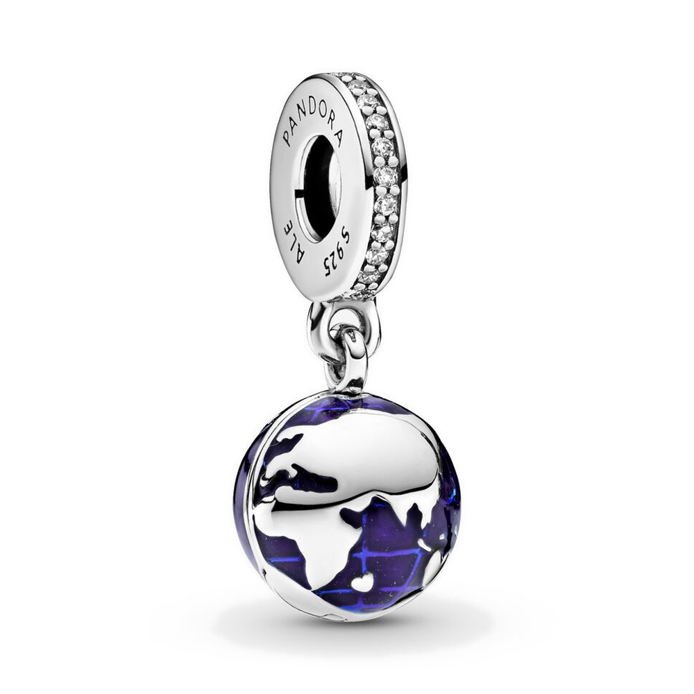 Pandora Moments Kék bolygó ezüst függő charm