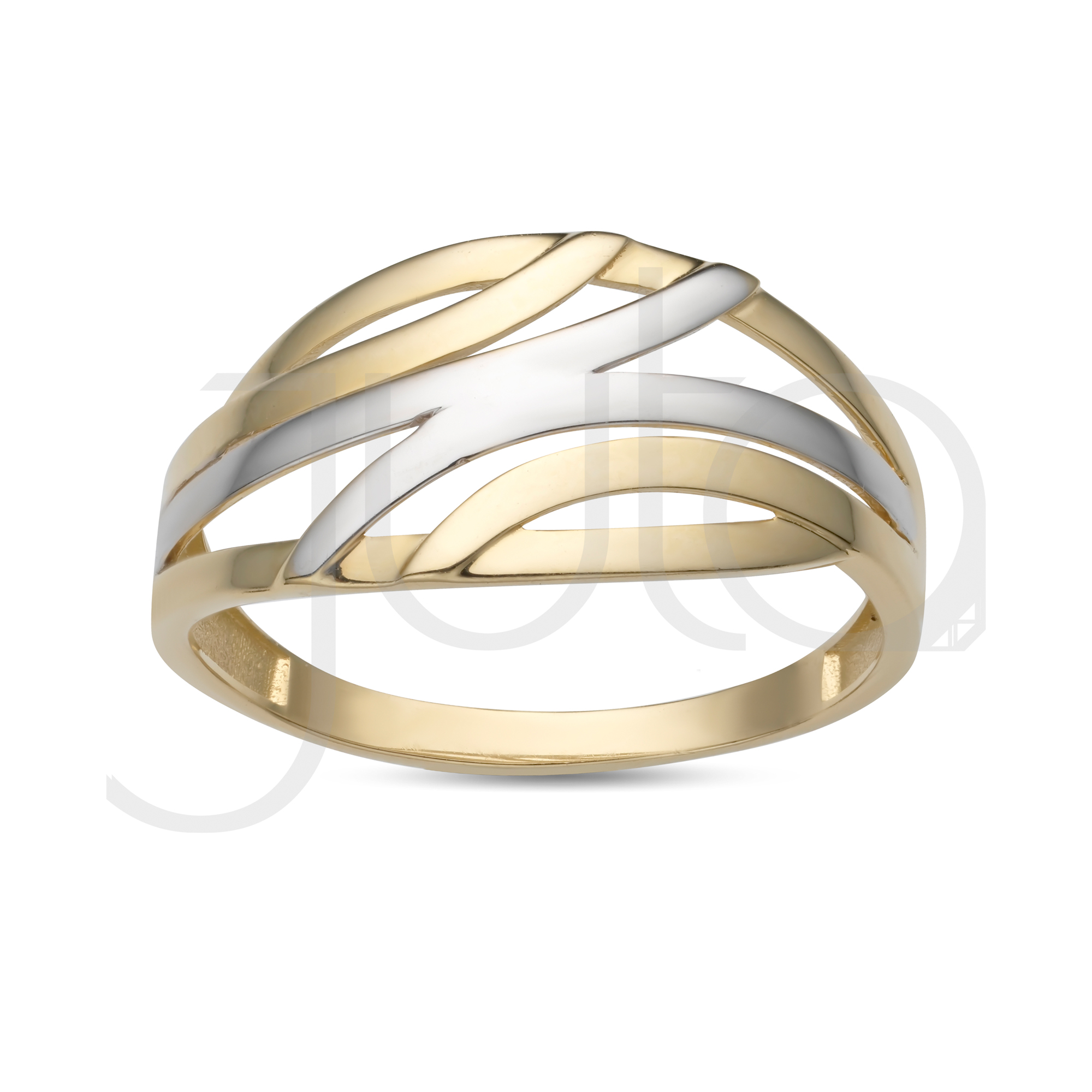 Juta Arany gyűrű fehérarannyal, x forma