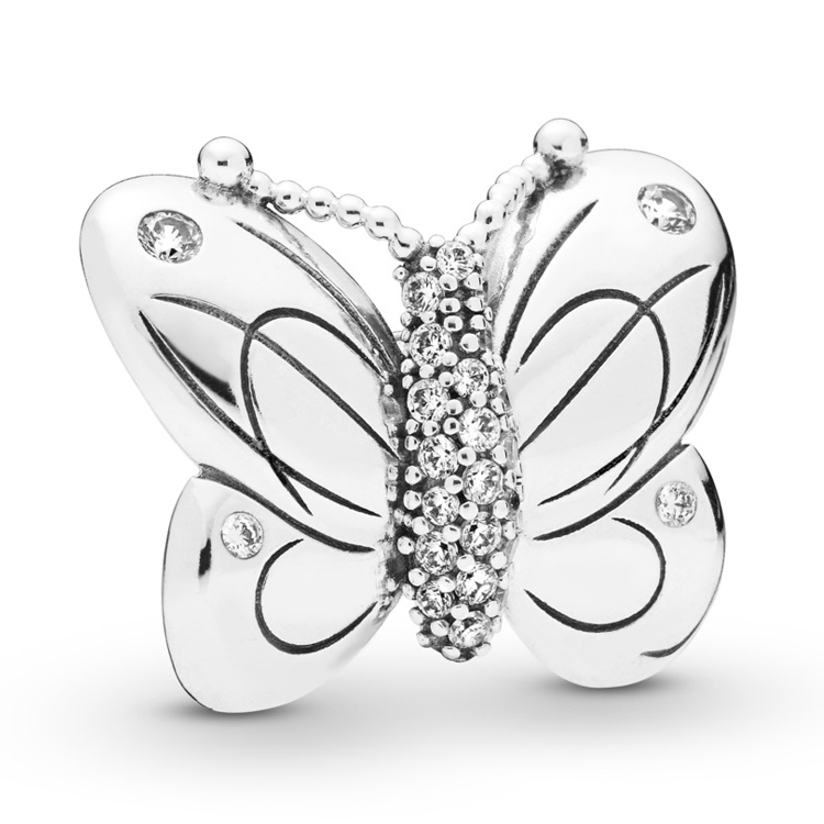 Pandora Moments Elragadó pillangó ezüst charm