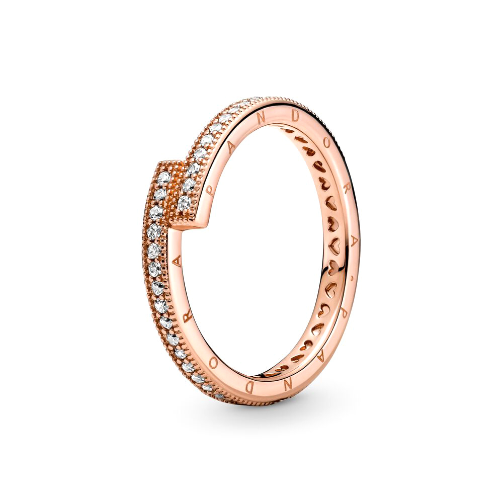 Pandora Szikrázó átlapolt rozé arany gyűrű