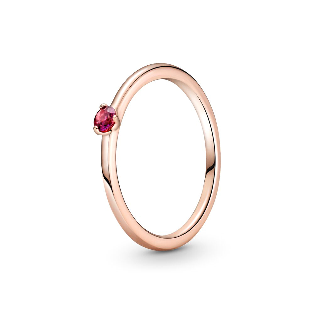 Pandora Piros köves rozé arany szoliter gyűrű