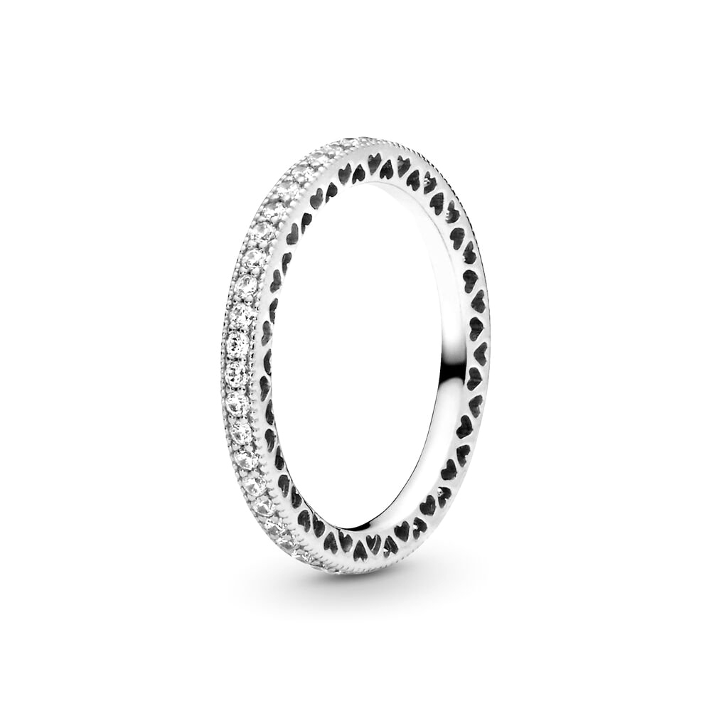 Pandora Csillogó kövek és szívek ezüst gyűrű