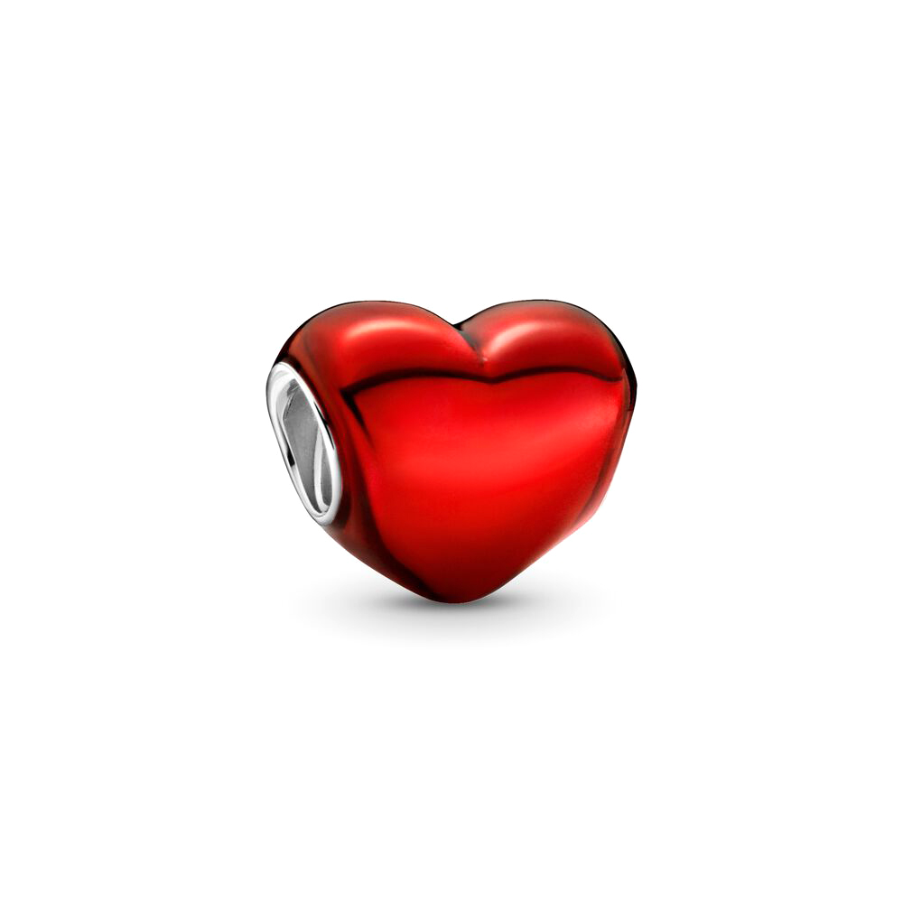 Pandora Moments Metál hatású piros szív ezüst charm