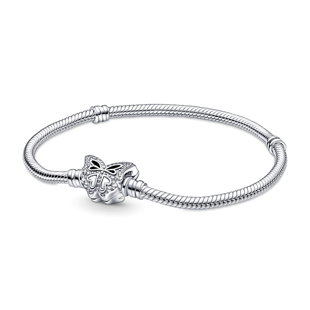 Pandora Moments pillangókapcsos kígyólánc ezüst karkötő