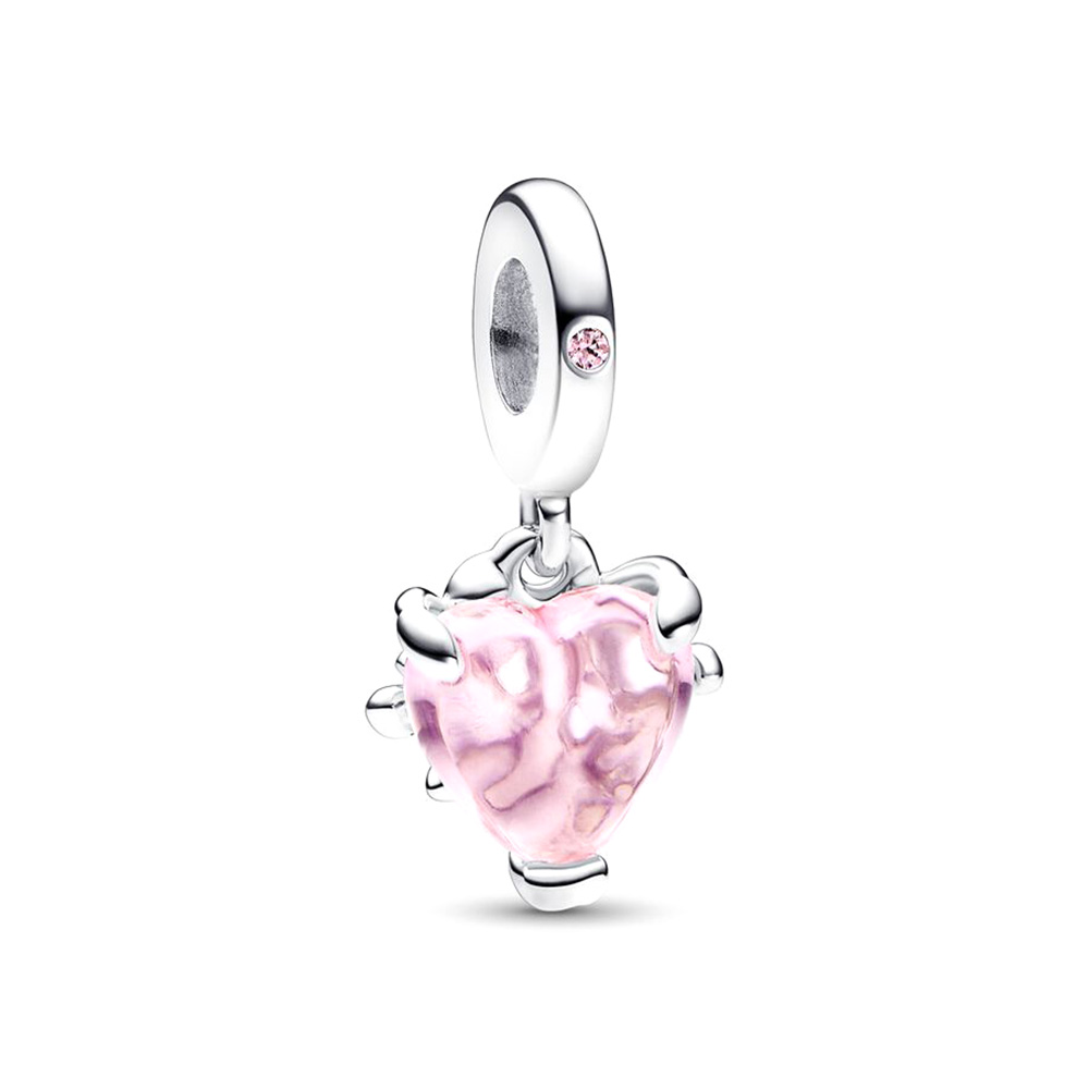 Pandora Moments Rózsaszín családfa és szív alakú Ezüst Charm