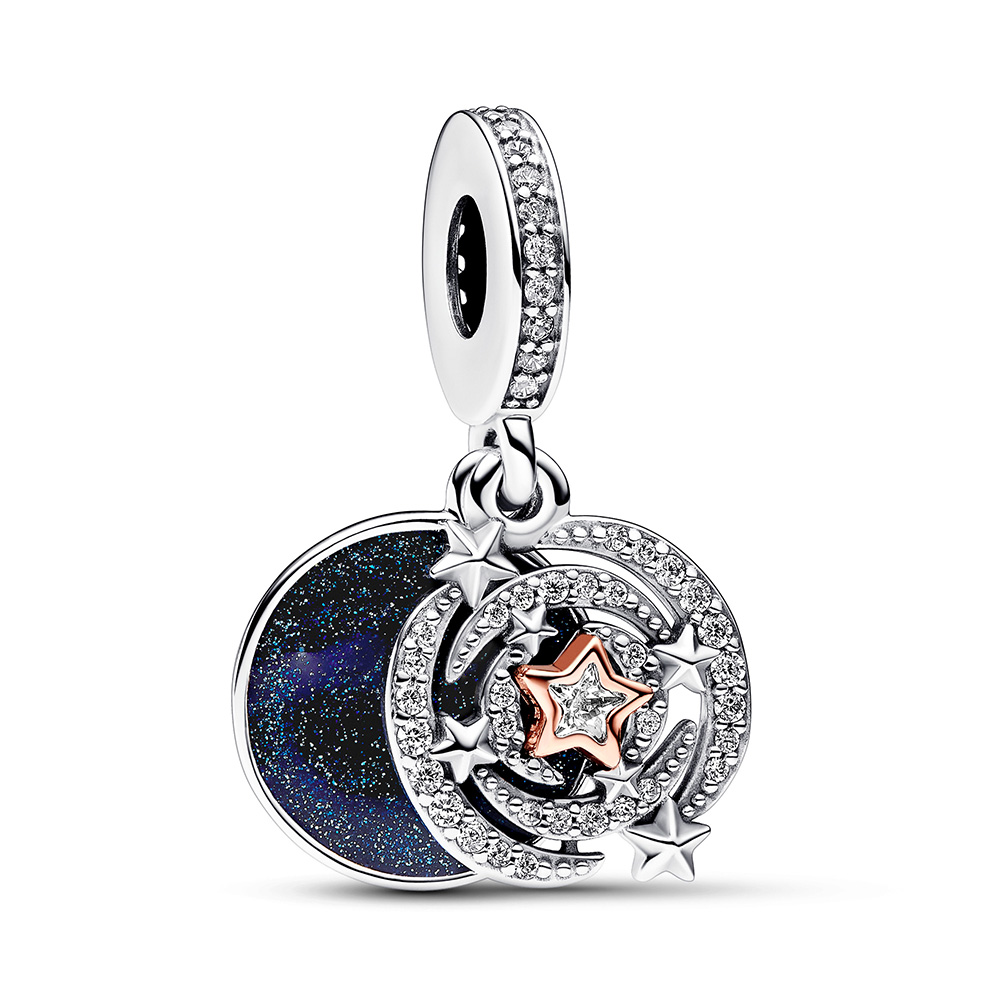 Pandora Kéttónusú hullócsillag dupla függő ezüst charm